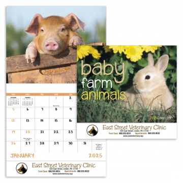 Baby Farm Animals Wall Calendar - Stapled